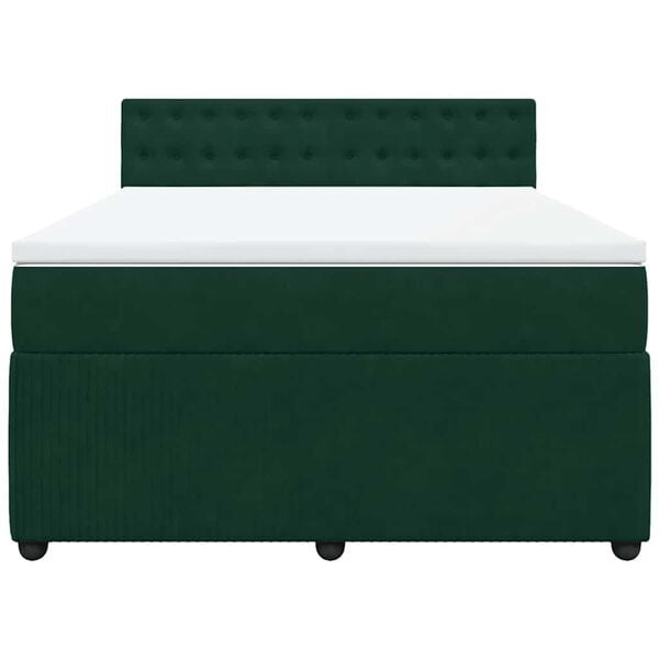 vidaXL atsperu gulta ar matraci, tum&scaron;i zaļ&scaron; samts, 140x200 cm