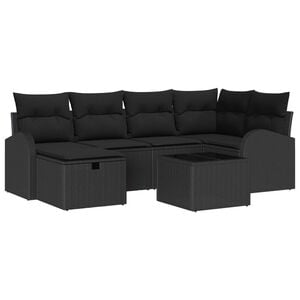 vidaXL Dārza dīvānu komplekts 7 pcs Melna 234 x 124 x 85 cm