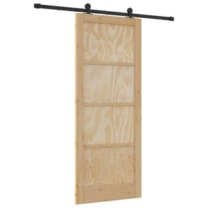 vidaXL Slīdo&scaron;ās durvis Dabiska un melna 86 x 211 cm Priedes masīvkoks