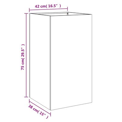 vidaXL puķu kaste, sudrabaina, 42x38x75 cm, cinkots tērauds