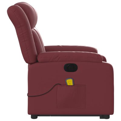 vidaXL elektrisks masāžas krēsls, paceļams, vīnsarkana mākslīgā āda