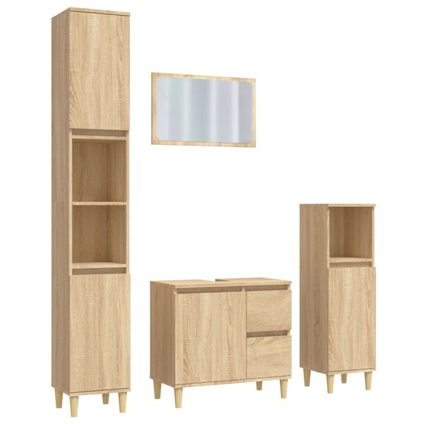 vidaXL 4-daļīgs vannasistabas mēbeļu komplekts, Sonomas ozolkoka