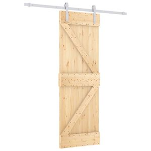 vidaXL Slīdo&scaron;ās durvis Dabisks un balts 70 x 210 cm Cieta priedes koks