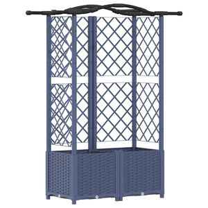 vidaXL Pacelta gulta ar treliem un jumtu Pelēks 122 x 40 x 141 cm PP