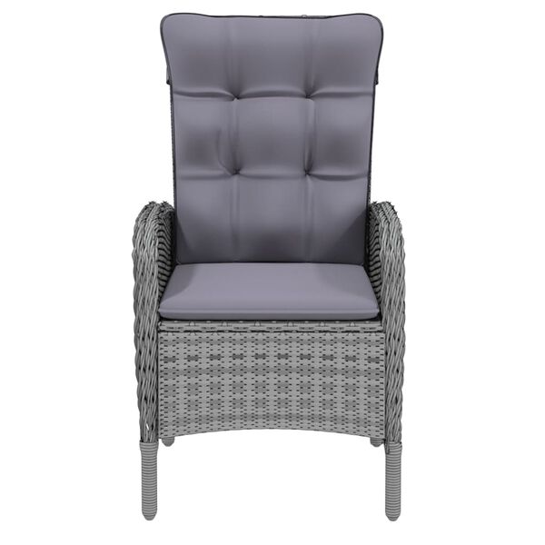 vidaXL 3-daļīgs dārza mēbeļu komplekts, pelēka PE rotangpalma