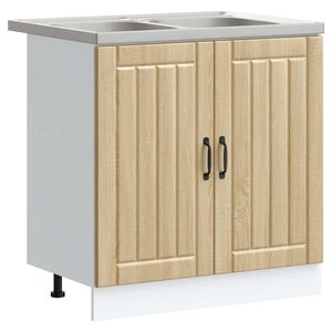vidaXL Izlietnes skapītis Lucca 2 pcs Sonoma ozols Inženierijas koks