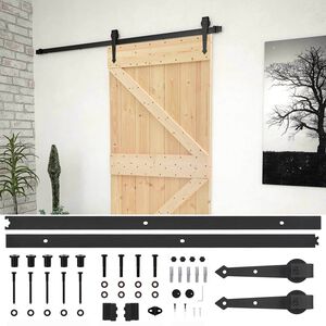 vidaXL Slīdo&scaron;ās durvis 100 x 210 cm Priedes masīvkoks Dabiska un melna