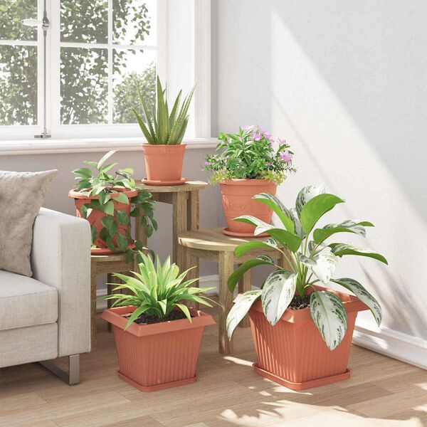 vidaXL Kvadrātveida Ziedu Pods 24 pcs Ķieģeļu sarkans Plastmasa