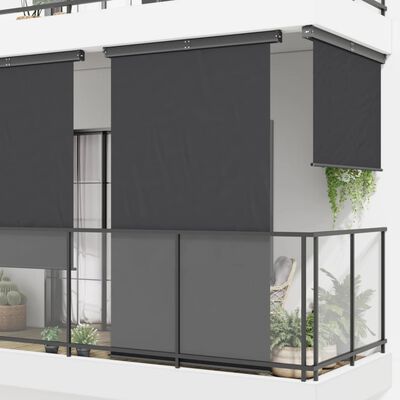 vidaXL balkona sānu markīze, melna, 170x250 cm