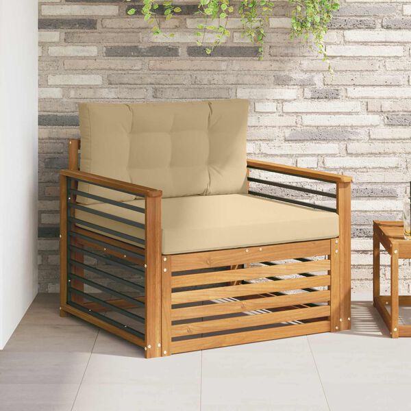 vidaXL Āra dīvānu komplekts Cieta akācijas koks un poliesters Dabiska