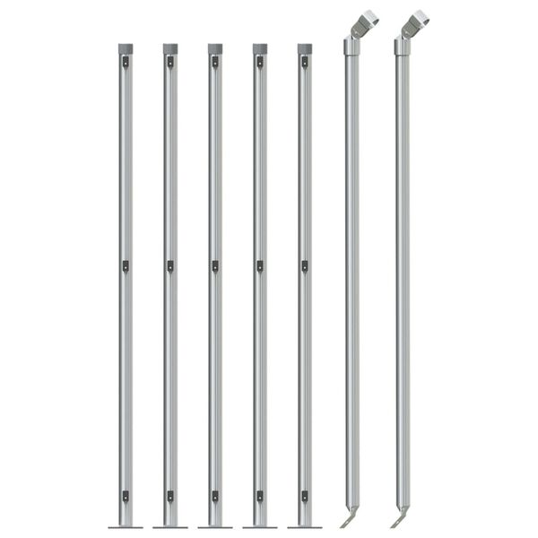 vidaXL stiepļu žogs ar atloku, 0,8x10 m, sudrabains