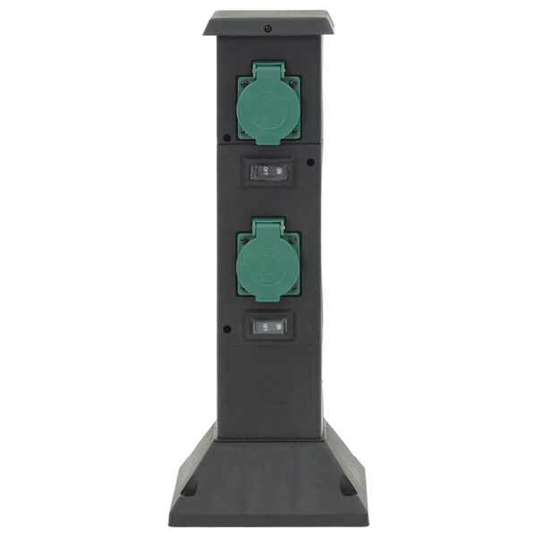 vidaXL āra kontaktligzdu kolonna, 4-virzienu, zaļa, 16x16x39,5 cm