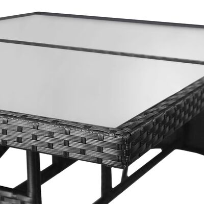 vidaXL dārza galds, melns, 140x80x74 cm, PE rotangpalma