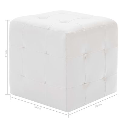 vidaXL pufi, 2 gab., balti, 30x30x30 cm, mākslīgā āda