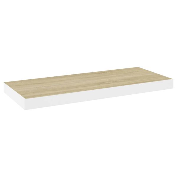 vidaXL sienas plaukti, 2 gab., balti, ozolkoka, 60x23,5x3,8 cm, MDF