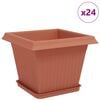 vidaXL Augu podi 24 gab. Ķieģeļu sarkans Plastmasa