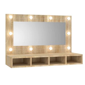 vidaXL spoguļskapītis ar LED, ozolkoka krāsa, 90x31,5x62 cm