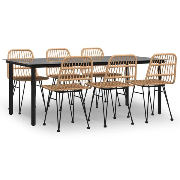 vidaXL 7-daļīgs dārza mēbeļu komplekts, PE rotangpalma