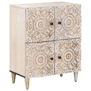 vidaXL Puse ar uzglabā&scaron;anu Balts 60 x 33,5 x 75 cm Cieta mango koksne