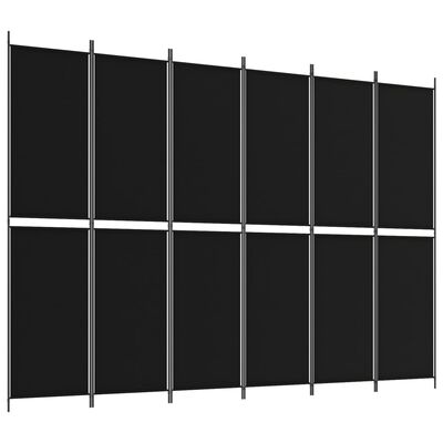 vidaXL 6-paneļu istabas aizslietnis, 300x220 cm, melns audums