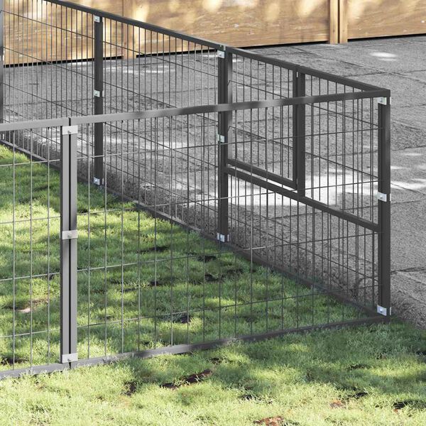 vidaXL suņu voljērs, sudraba krāsa, 60 m&sup2;, tērauds