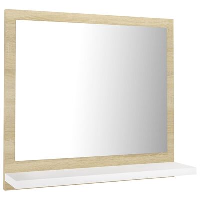 vidaXL vannasistabas spogulis, baltā un ozolkoka krāsā, 40x10,5x37 cm