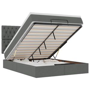 vidaXL Osmaņu gultas rāmis ar matrača tum&scaron;i pelēks 140x200 cm audums