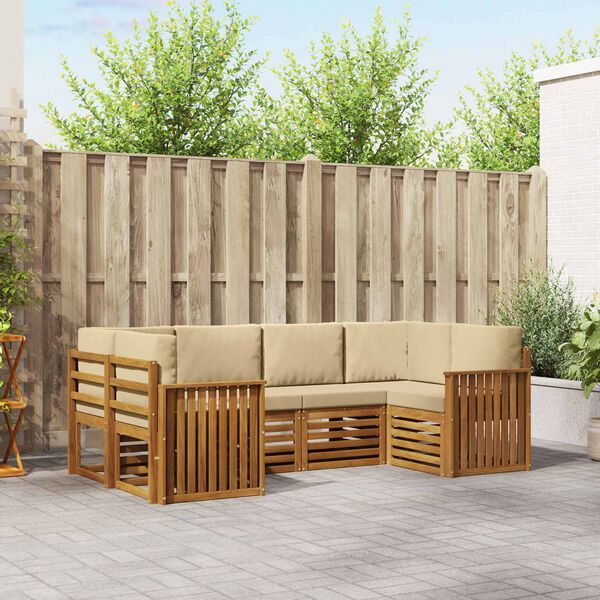 vidaXL Stūru dīvānu komplekts 6 pcs Dabiska Cietā akācijas koks