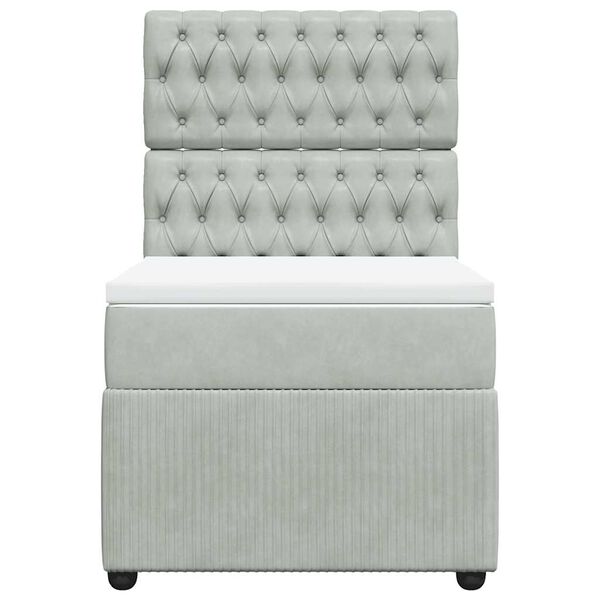 vidaXL atsperu gulta ar matraci, gai&scaron;i pelēka samts, 80x200 cm