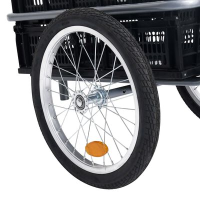 vidaXL velosipēdu piekabe ar saliekamu kasti, 50 L, melna, 60 kg