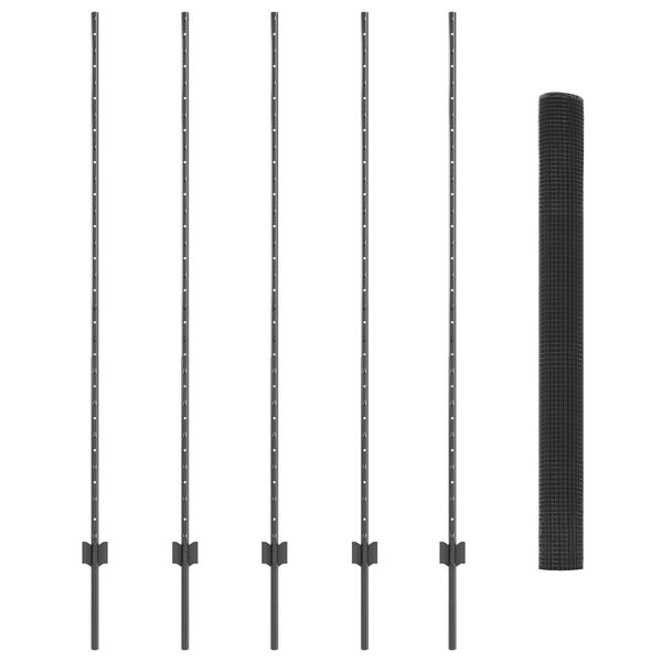 vidaXL Žogs ar stabu Pelēka 1,5 x 10 m Tērauds un PVC