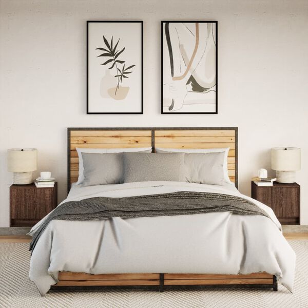 vidaXL sienas naktsskapīši ar LED apgaismojumu, 2 gab., ozola krāsa