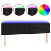 vidaXL gultas galvgalis ar LED, 180x7x78/88 cm, melns samts