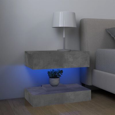 vidaXL TV plaukti ar LED lampiņām, 2 gab., 60x35 cm, betona pelēki