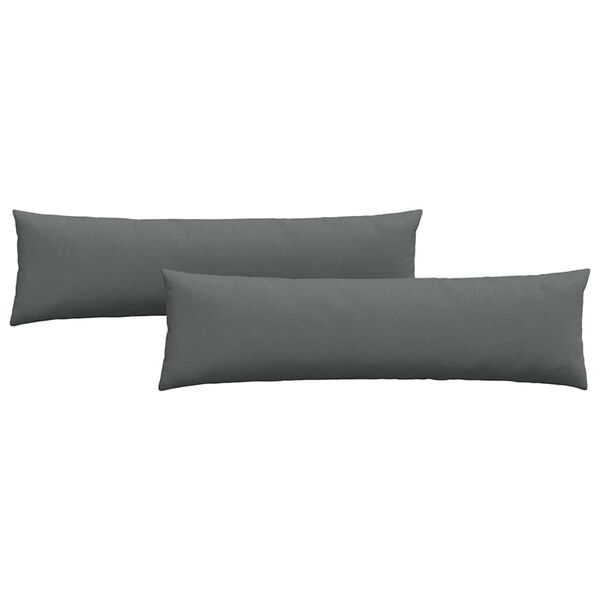 vidaXL Dīvāna spilveni 2 pcs Tum&scaron;i pelēks 145 x 40 cm audums