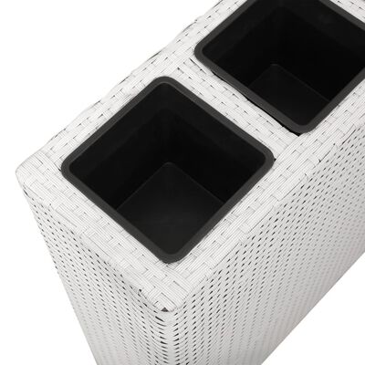 vidaXL augstās puķu kastes ar 4 podiem, 2 gb., PE rotangpalma, baltas