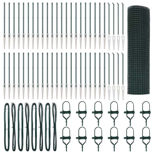 vidaXL Žoga āķis Zaļa 100 x 0,6 m (19 x 19 mm siets) Tērauds un PVC