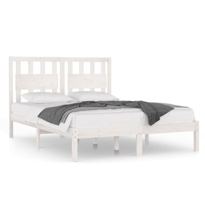 vidaXL gultas rāmis, balts, priedes masīvkoks, 120x190 cm, divvietīgs