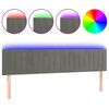 vidaXL gultas galvgalis ar LED, 180x5x78/88 cm, gai&scaron;i pelēks samts