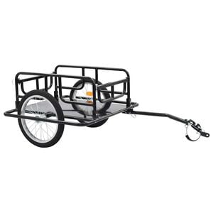 vidaXL velosipēda piekabe, 130x73x48,5 cm, melns tērauds