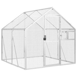 vidaXL putnu māja, sudraba krāsa, 1,79x2x1,85 m, alumīnijs