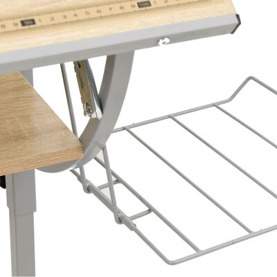 vidaXL rokdarbu galds, 110x53x(58-87) cm, inženierijas koks, ozolkoka