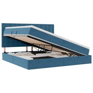 vidaXL Gulta ar uzglabā&scaron;anas vietu un matraci Tum&scaron;i zils 200 x 200 cm