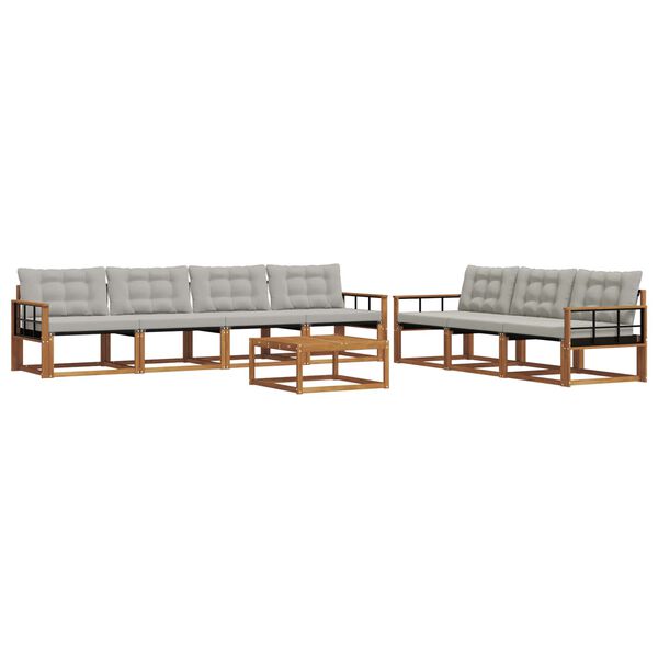 vidaXL Āra dīvānu komplekts ar spilvenu 8 pcs Dabīgs un gai&scaron;i pelēks