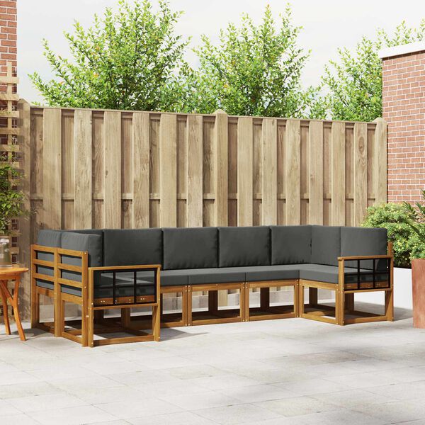 vidaXL Āra dīvānu komplekts ar spilvenu 7 pcs Dabisks un antracīts