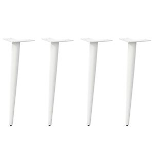 vidaXL kafijas galdiņa kājas, 4 gab., koniskas formas, baltas, 30-31 cm, tērauds