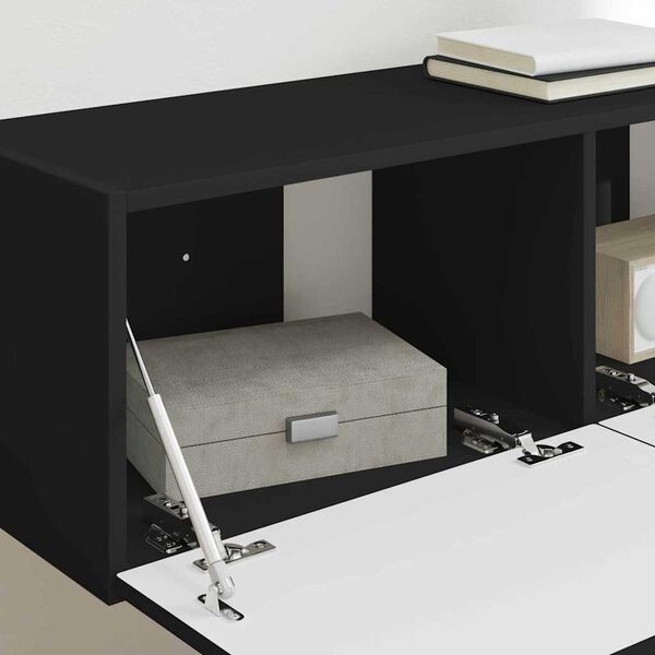 vidaXL TV sienas skapītis 2 pcs Melna 98 x 31 x 29,5 cm