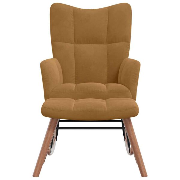 vidaXL &scaron;ūpuļkrēsls ar tabureti, brūns samts