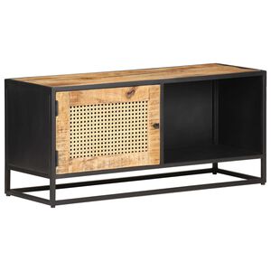 vidaXL TV skapītis, 90x30x40 cm, mango koks un dabīgas niedres