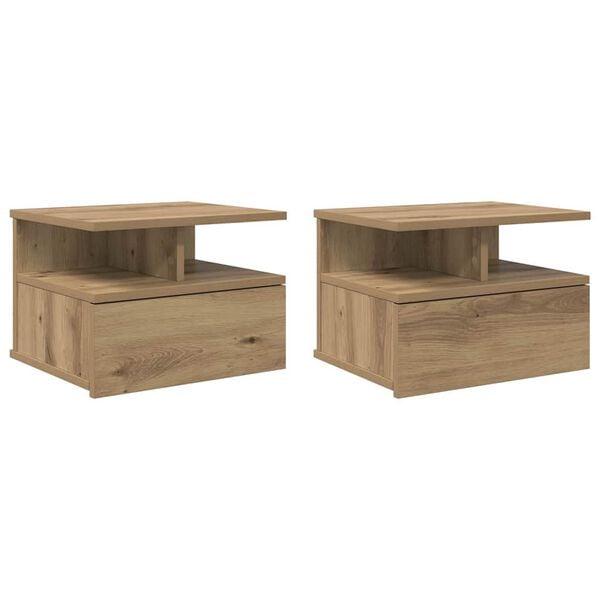 vidaXL Peldo&scaron;ais naktsgaldiņ&scaron; 2 pcs Artisānā ozols 40 x 31 x 28 cm